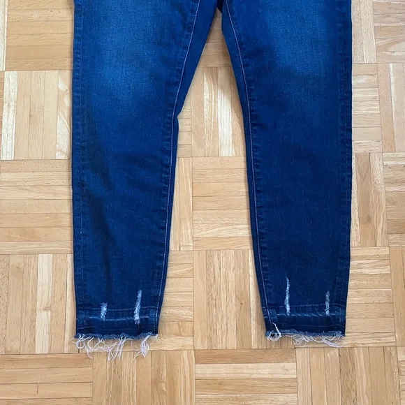 LOFT button fly high waist slim pockets skinny crop frayed cuff jeans EUC 8 - Picture 3 of 14